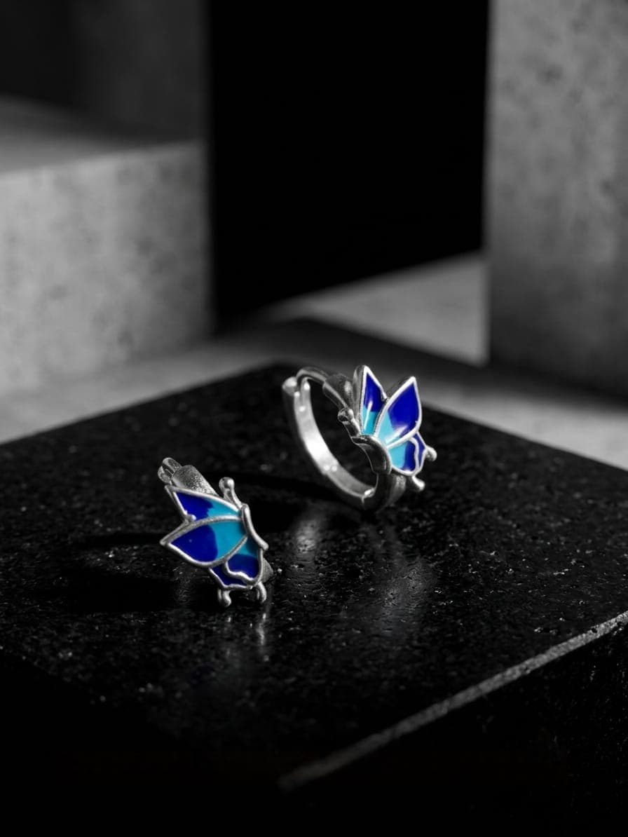 Huggies Mariposa Esmeraldas joyería artesanal Yupana Sangolquí Ecuador