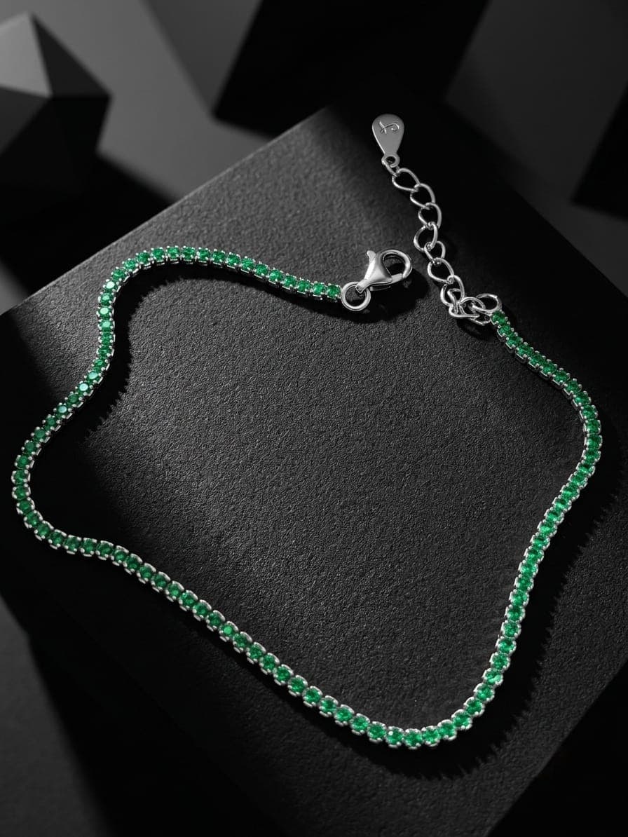Pulsera Tenis micro circones verde joyería artesanal Yupana Sangolquí Ecuador