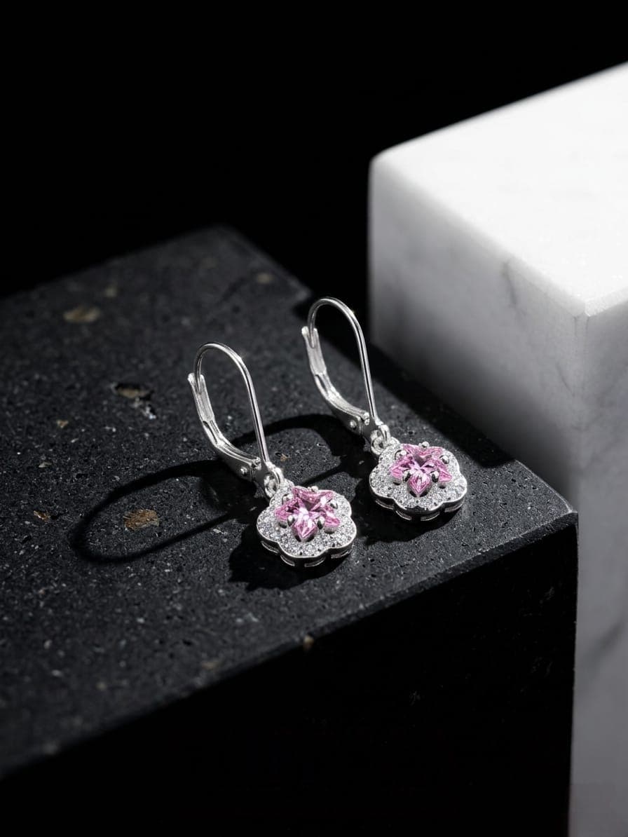 Aretes largos rosados