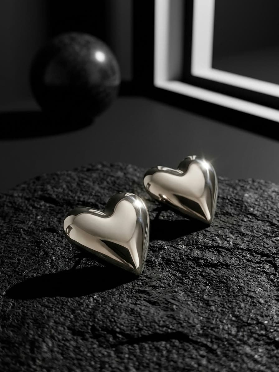 Aretes de Corazones Chunky joyería artesanal Yupana Sangolquí Ecuador