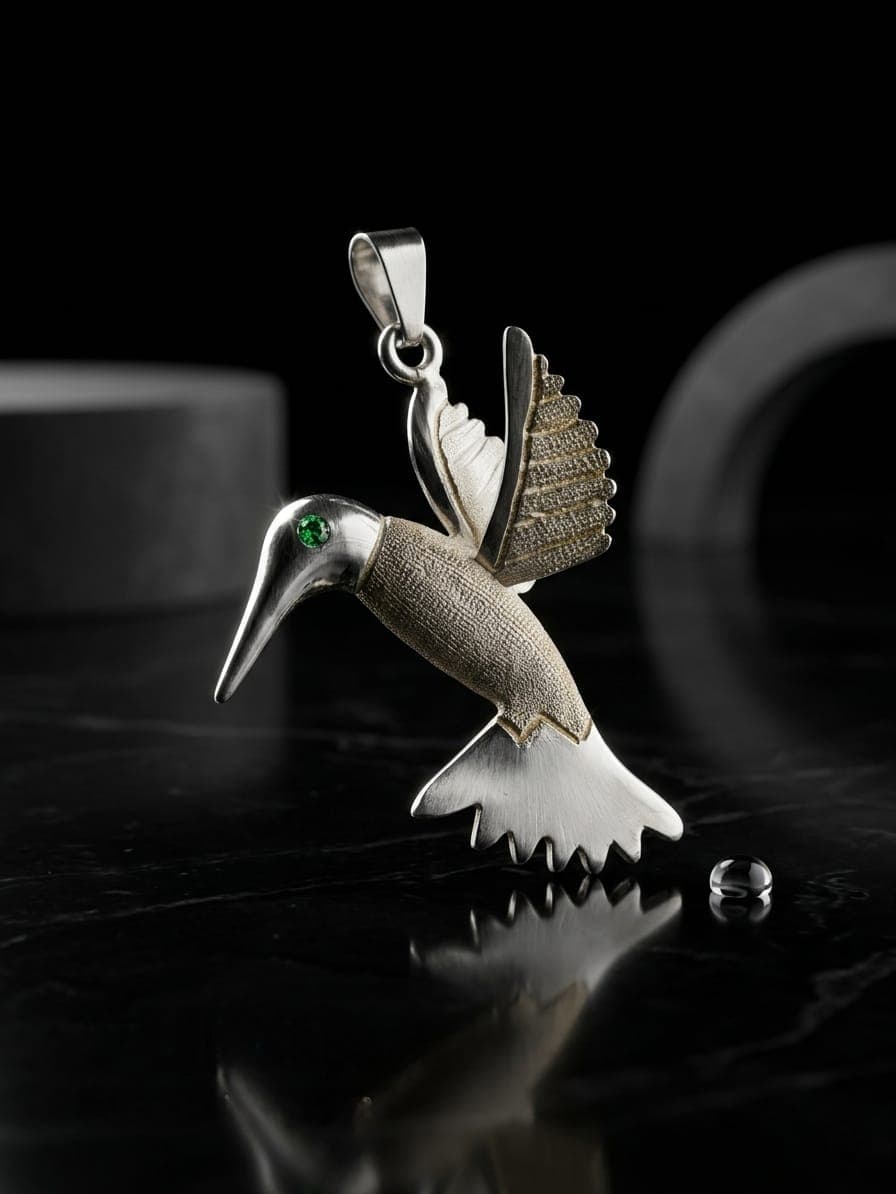 Colibrí Texturizado - Dije joyería artesanal Yupana Sangolquí Ecuador