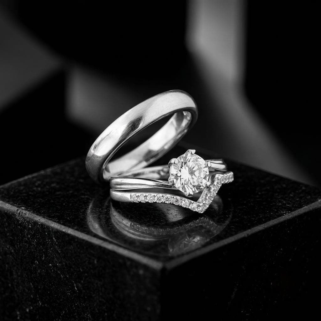 Juego 3 Aros de Matrimonio y Anillo de Compromiso joyería artesanal Yupana Sangolquí Ecuador
