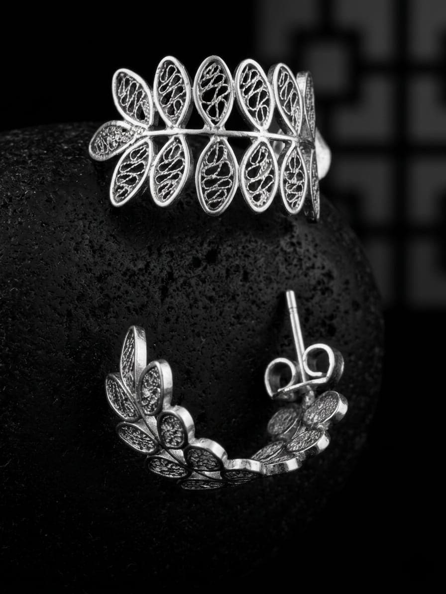 Hojas Filigrana Aretes