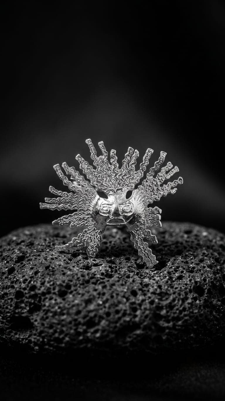 Prendedor de plata Cultura Tolita G joyería artesanal Yupana Sangolquí Ecuador