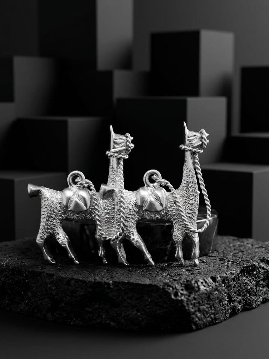 Prendedor Doble Llama Típico joyería artesanal Yupana Sangolquí Ecuador