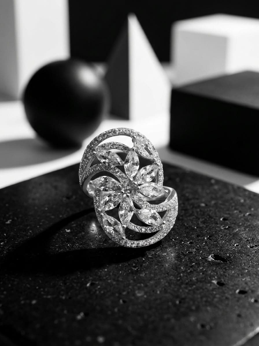 Anillo con Circones y Micro Circones joyería artesanal Yupana Sangolquí Ecuador