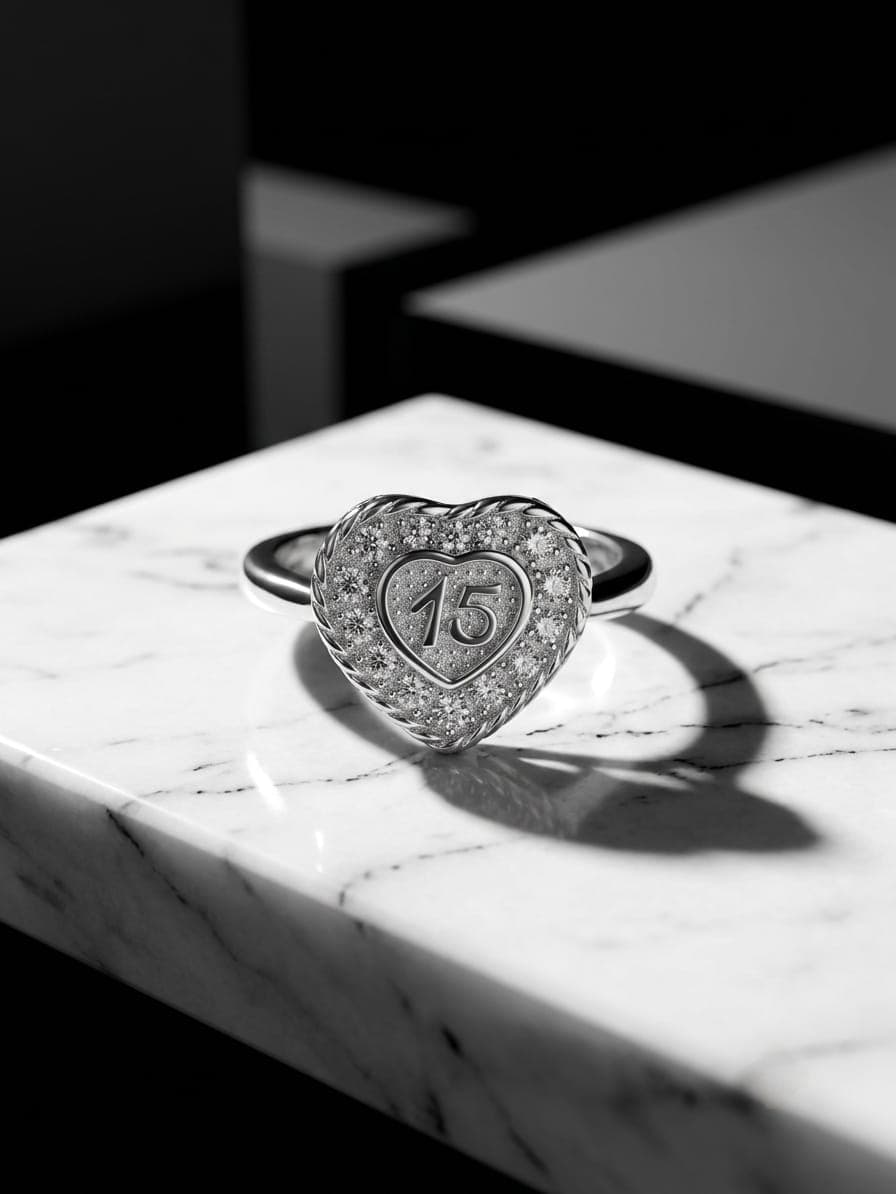 Anillo Quinceañera Corazón joyería artesanal Yupana Sangolquí Ecuador