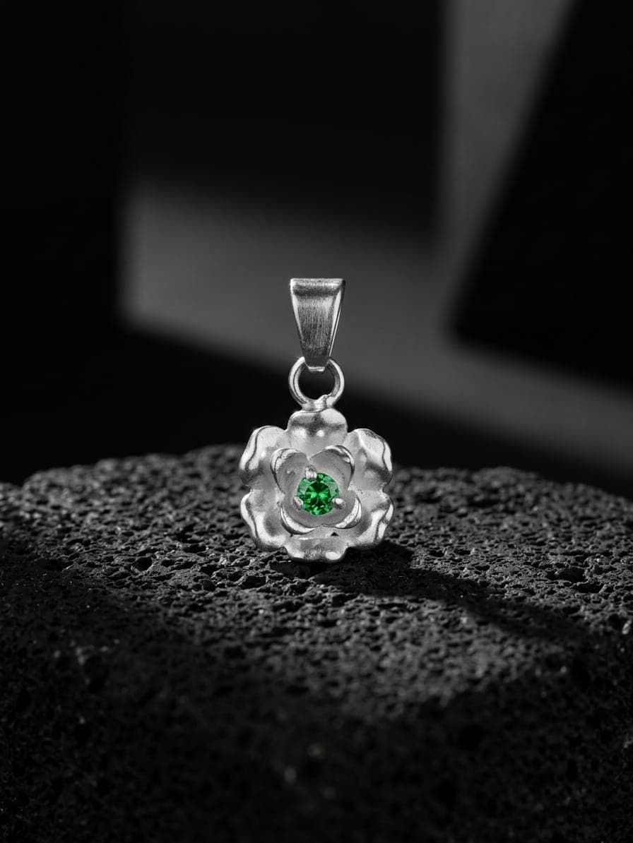Flor Cristal Verde joyería artesanal Yupana Sangolquí Ecuador