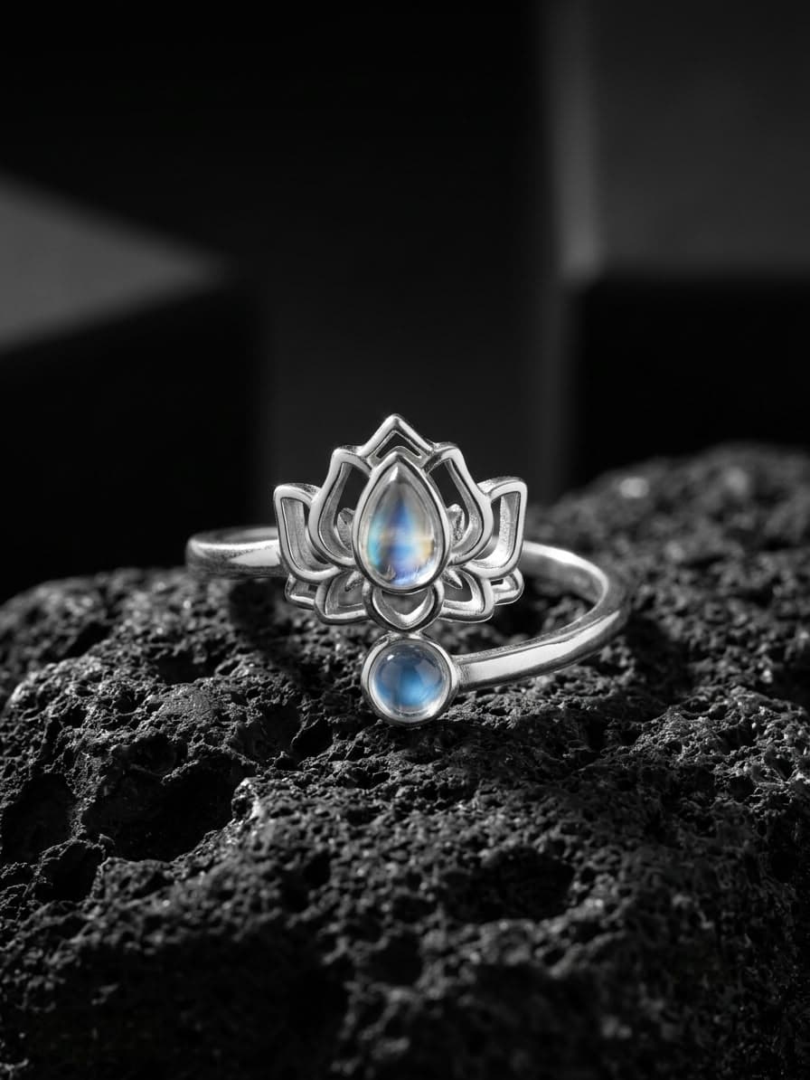 Anillo Flor de Loto Regulable joyería artesanal Yupana Sangolquí Ecuador