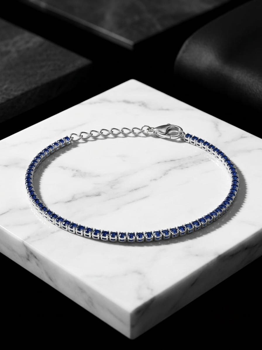 Pulsera tenis azul joyería artesanal Yupana Sangolquí Ecuador