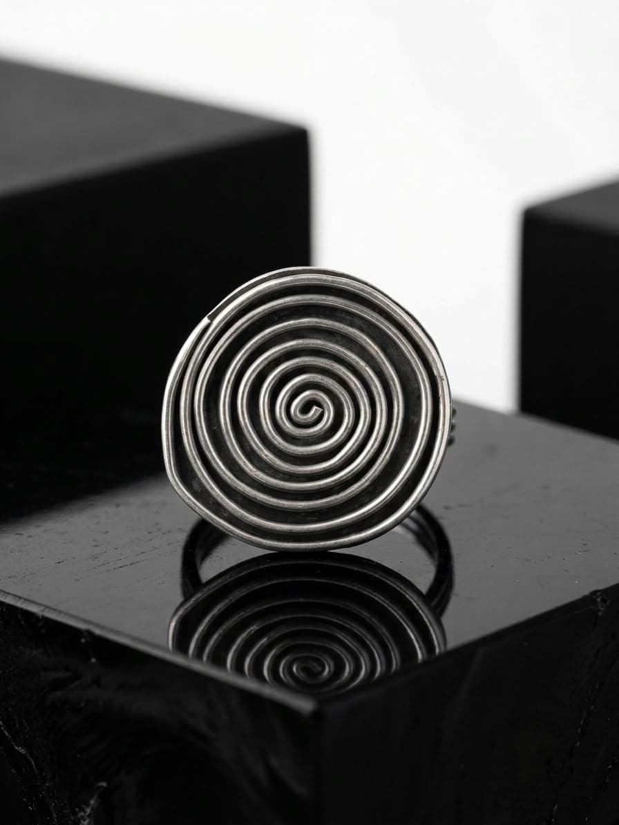 Anillo Grande Espiral joyería artesanal Yupana Sangolquí Ecuador
