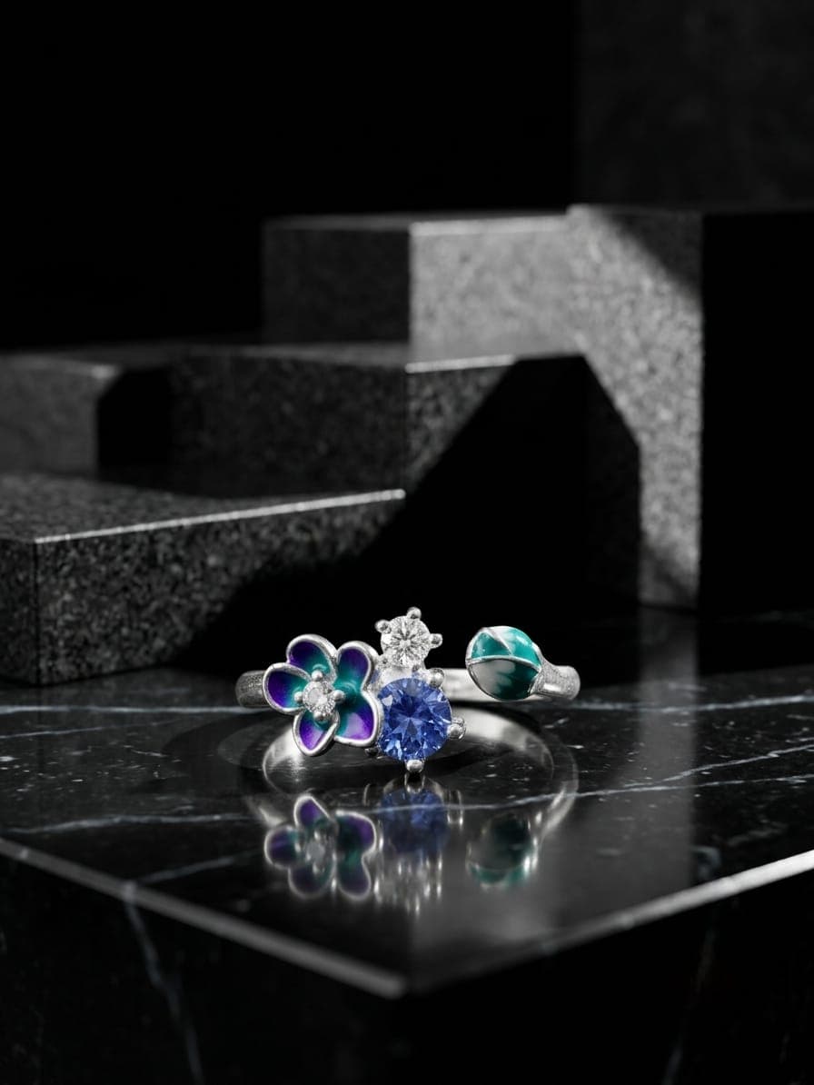 Tulipán y flor esmaltada joyería artesanal Yupana Sangolquí Ecuador