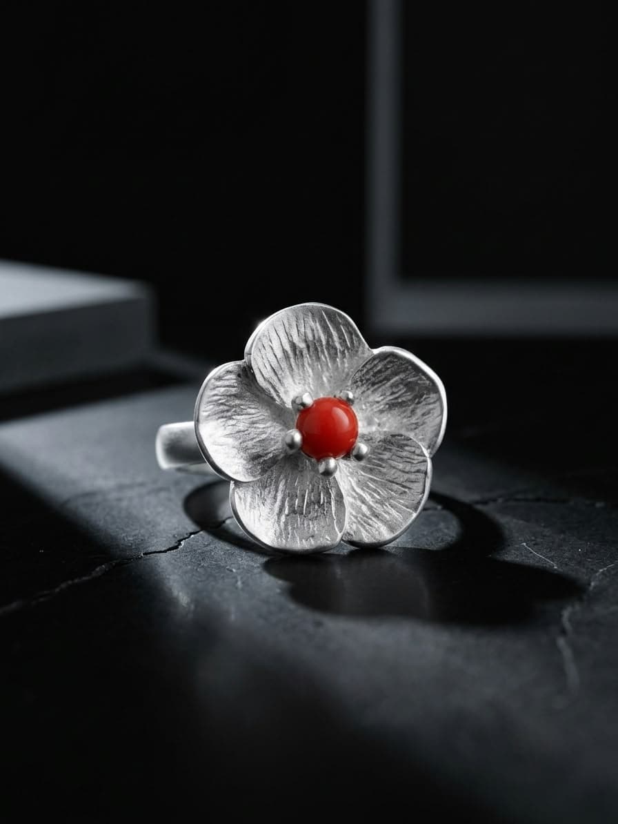 Anillo Flor Grande joyería artesanal Yupana Sangolquí Ecuador