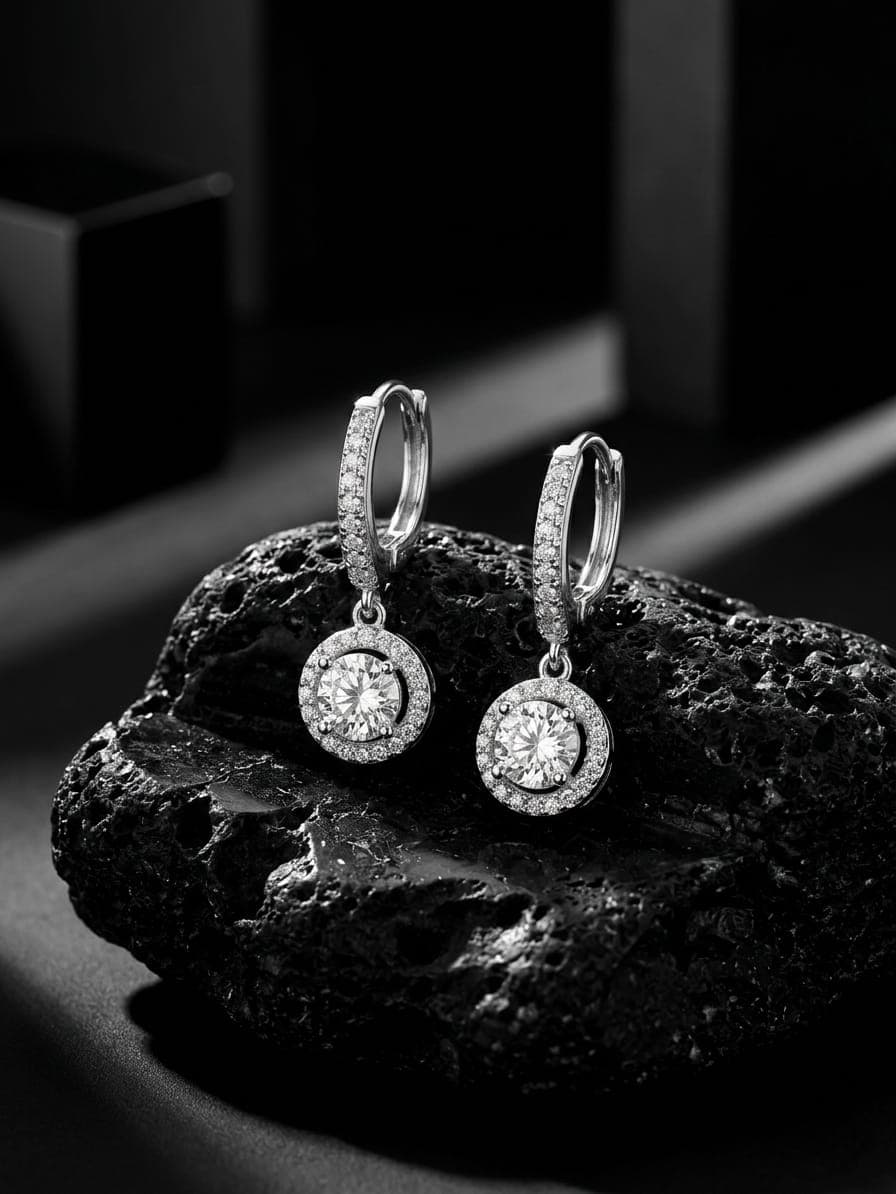 Aretes Largos Circones Blancos
