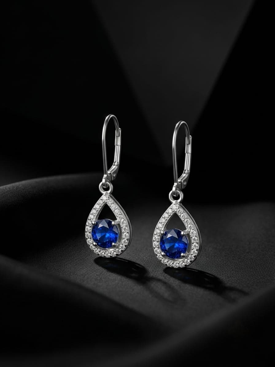 Aretes largos azul