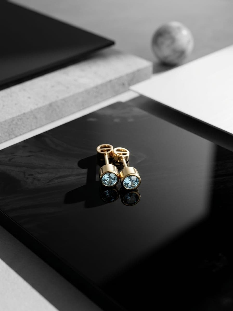 Aretes Solitario Celeste
